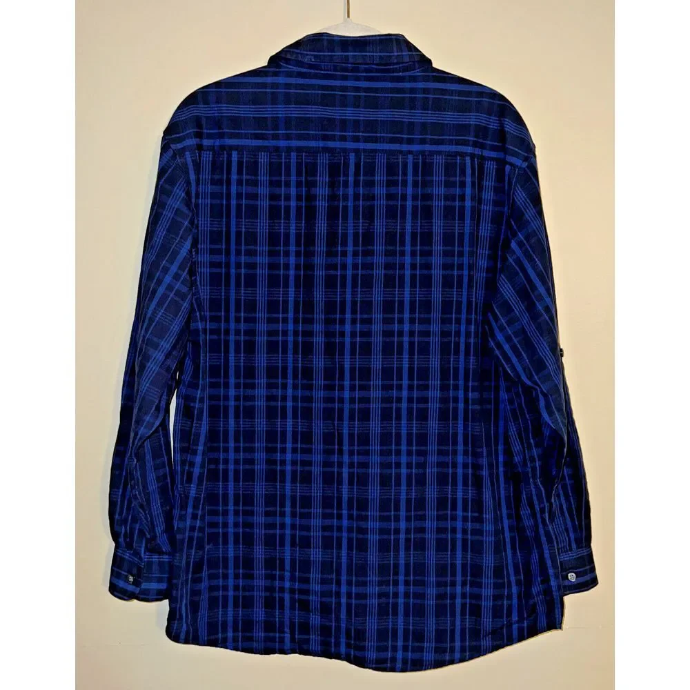 Airwalk Boys Size 18‎ Black Blue Plaid Long Sleeve Button Down Shirt